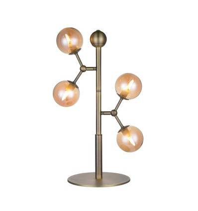 Halo Design - Lampe de table Atom en laiton antique avec verre ambré 4XG9