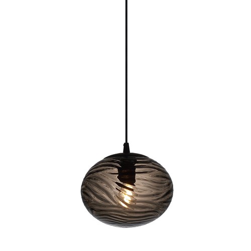 Halo Design - HANDMADE Smoke farget glass anheng Ø22cm stoffkabel