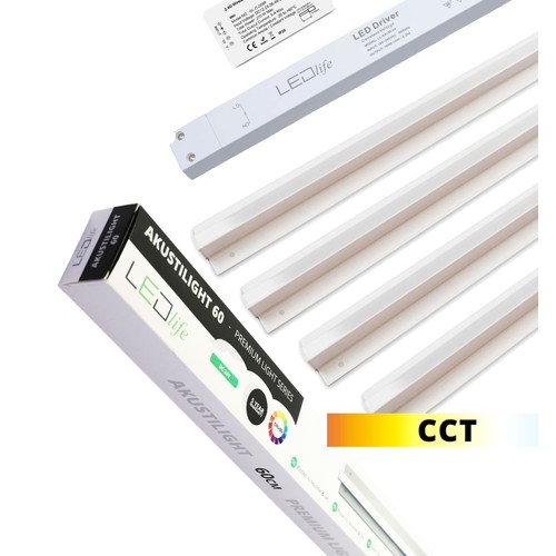 Kit rail Troldtekt LED Zigbee 4x120 cm - CCT, encastré, Akustilight incluant câbles et driver