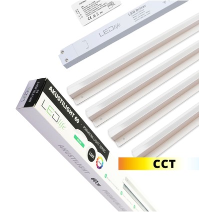 Kit rail LED Zigbee Troldtekt 4x120 cm - CCT, encastré, Akustilight