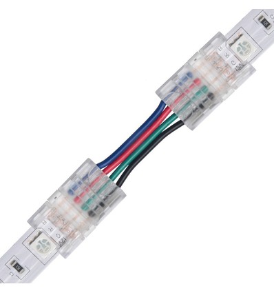 Slanke connector met kabel voor LED-strip - 10mm, RGB, IP20, 5V-24V