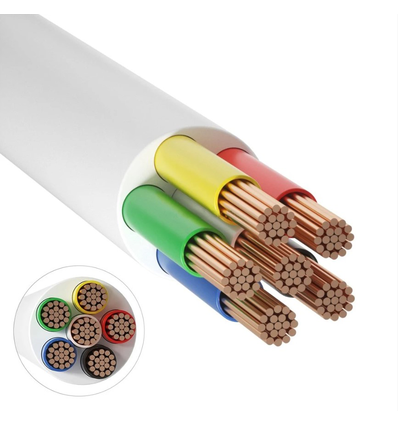 12-24V RGB+CCT kabel, wit rond - 6 x 0,5 mm², meterware, min. 5 meter