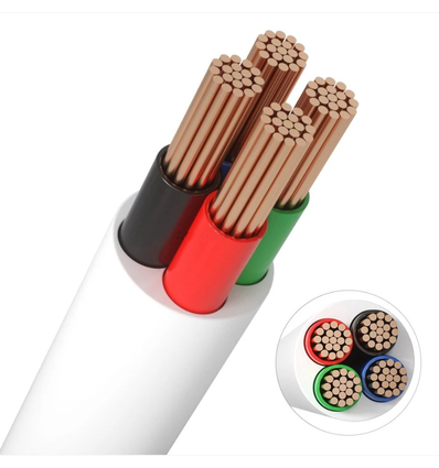 Câble RGB 12-24V, blanc rond - 4 x 0,5 mm², au mètre, min. 5 mètres