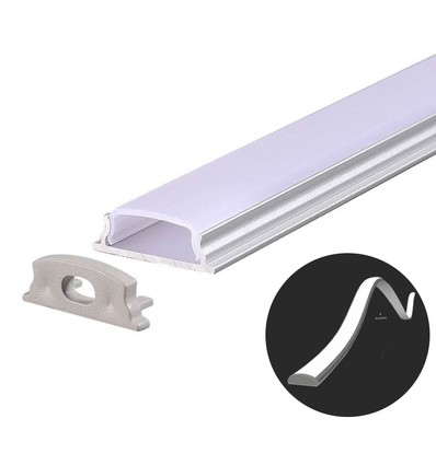 VT-8138 flexibele aluminium profiel - 2 meter, inclusief melkachtig wit cover en eindstukken