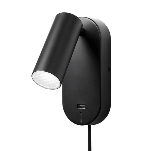 Applique murale EGO LED avec USB et gradation tactile, 4,5W, Nielsen Light - noir