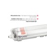 Réglette LED Limea T8 120cm, câblage traversant - Pour 1x tube LED 120cm, IP65 étanche