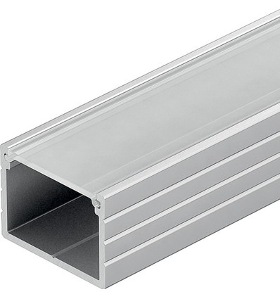 Profilé en aluminium 18x13 pour bande LED IP65 et IP68 - Large, 1 mètre, avec couvercle dépoli et clips