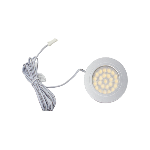 2,2W Ø6,8cm RecoTouch møbelspot for innfelling - 12V DC, Hull: Ø6 cm, Mål: Ø6,8 cm, Touch, børstet stål