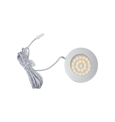Spot de meuble encastrable RecoTouch 2,2W Ø6,8cm - 12V DC, Perçage : Ø6 cm, Dimensions : Ø6,8 cm, Tactile, acier brossé