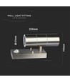 Applique murale GU10 haut/bas avec capteur - IP44 extérieur, acier inoxydable, sans source lumineuse