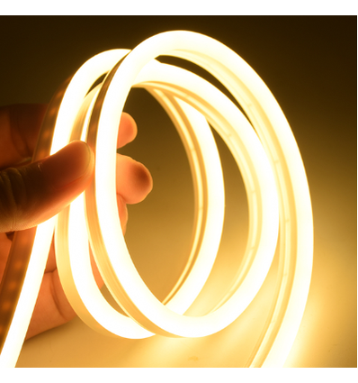 5m 8W/m 8x16 Neon Flex LED - 12V DC, IP67, Varm hvit