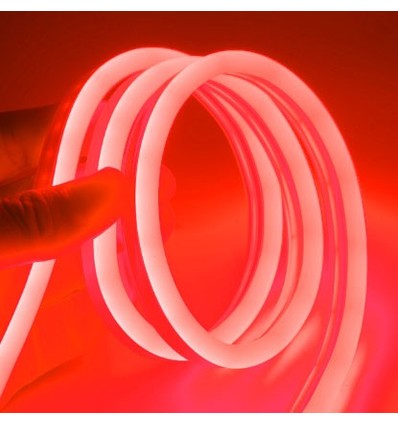 5m 8W/m Rouge 8x16 Neon Flex LED - 12V DC, IP67