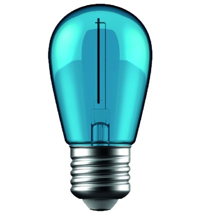 E27 1W LED kronepære - Blå, kultråd