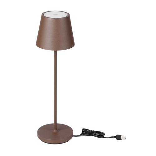 Lampe de table rechargeable V-Tac, sans fil - couleur corten, lampe de table extérieure IP54, tactile dimmable, modèle mini