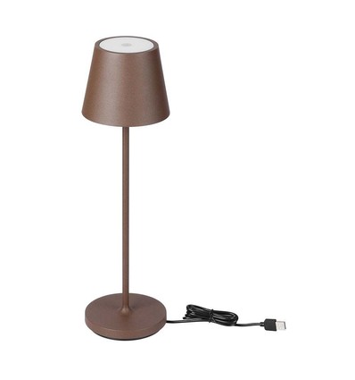 Lampe de table rechargeable V-Tac, sans fil - couleur corten, lampe de table extérieure IP54, tactile dimmable, modèle mini