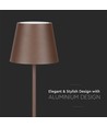Lampe de table rechargeable V-Tac, sans fil - couleur corten, lampe de table extérieure IP54, tactile dimmable, modèle mini