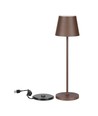 V-Tac oplaadbare tafellamp, draadloos - Cortenkleurig, IP54 buiten tafellamp, touch dimbaar, model mini