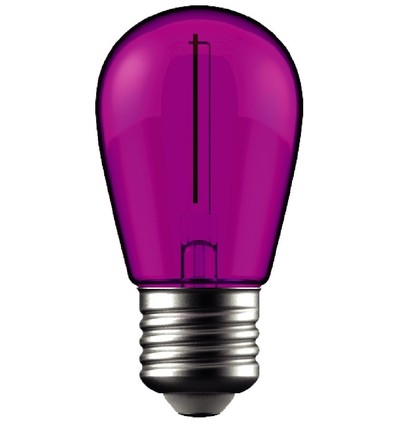 E27 1W LED kronepære - Lilla, Kultråd
