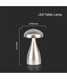 Lampe de table rechargeable V-Tac CCT - Champagne/Or, IP20, tactile dimmable, modèle mini