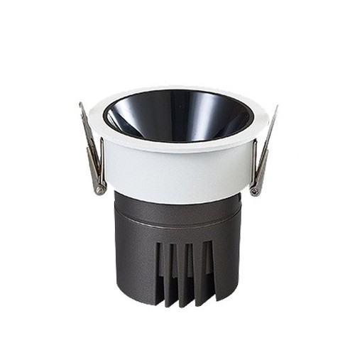 11W Ø8,4cm indbygningsspot dæmpbar RA92 - Hul: Ø7,5 cm, Mål: Ø8,4 cm, Sort reflektor, hvid kant