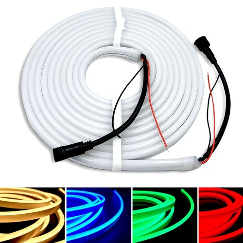 5m 16W/m RGB+WW Neon flex strip - 24V DC, IP65, 72 LED's per m, in te korten om de 10cm