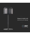 Lampe de table V-Tac rechargeable CCT - Noir, IP54, dimmable tactile, modèle mini