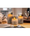 3-pack grijze LED waskaarsen in glas - Batterij, timerfunctie