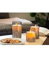 Lot de 3 bougies LED en cire grises dans verre - Batterie, fonction minuterie