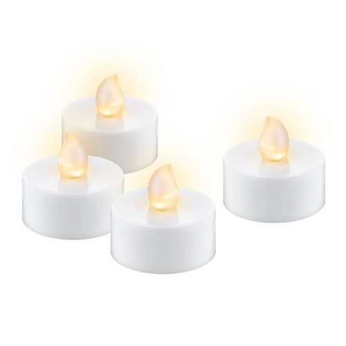 Lot de 4 bougies LED chauffe-plat avec minuterie - Fonction minuterie, à piles