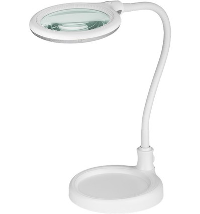 Lampe loupe LED 6W avec col de cygne - Blanc, lampe de bureau, pince et pied