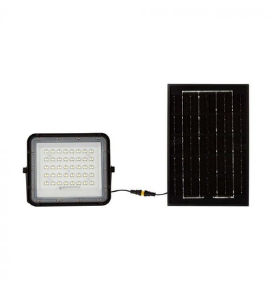 6W Solcelle projektør LED - IP65, Sort, inkl. solcelle, fjernbetjening, indbygget batteri