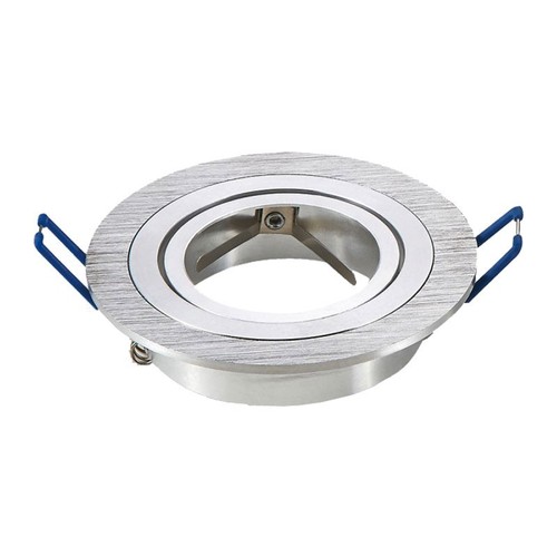 Kit Downlight MR16 ou GU10 - Sans source lumineuse, aluminium brossé, Perçage : Ø7,5 cm, Dimensions : Ø9,1 cm