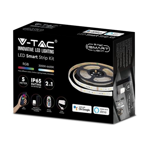 V-Tac 4W/m RGB+CCT LED-strip set - 5m, 60 LED per meter, IP65