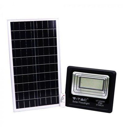 40W Solcelle projektør LED - IP65, Sort, inkl. solcelle, fjernbetjening