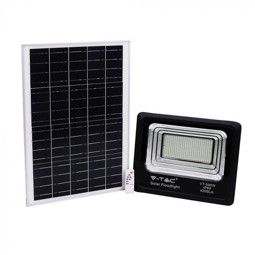 50W Solar LED breedstraler - IP65, Zwart, werklamp, incl. zonnepaneel, afstandsbediening
