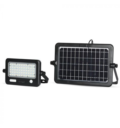 Projecteur LED Solaire 10W - IP65, noir, avec panneau solaire et détecteur