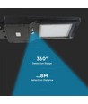 V-Tac Lampe de rue solaire LED 40W - Noir, avec panneau solaire, télécommande, capteur, IP65