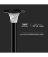 V-Tac Lampe de jardin solaire LED 15W - Noir, Ø25,7 cm, panneau solaire, capteur, IP65