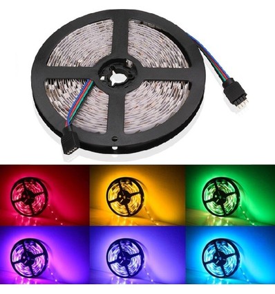 5m 7W/m RGB stænktæt LED strip - 12V DC, IP65, 60 LED pr. meter
