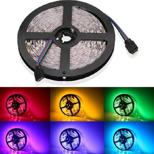 5m 4,8W/m RGB sprutsikker LED-strip - 12V DC, IP65, 30 LED per meter