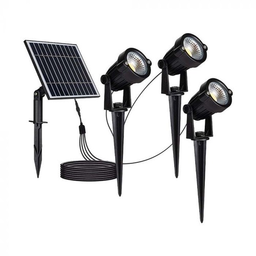 Lampes solaires de jardin V-Tac 3x1,2W LED - Noir, avec piquet, IP65