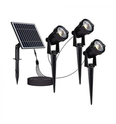 Lampes solaires de jardin V-Tac 3x1,2W LED - Noir, avec piquet, IP65
