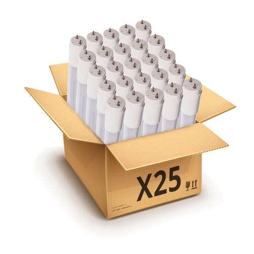 25x 60cm / 8,5W LED rør - Glas