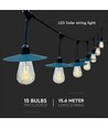 V-Tac Zonnecel lichtsnoer met 15 stuks 0,2W lampjes - 15 meter, IP44, inclusief lichtbron