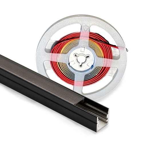 Éclairage 120cm pour panneau acoustique, noir - Kit complet avec profilé alu et ruban LED COB