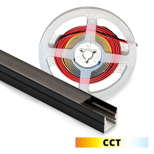 120cm Lys til akustikpanel, sort - CCT LED strip, Komplet sæt med aluprofil