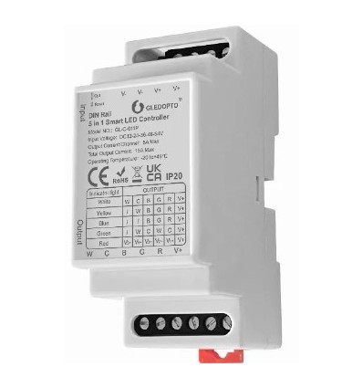 GledoptoPro contrôleur 5 en 1 pour rail DIN - compatible Hue, RVB+CCT