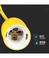 V-Tac silikon pendellampe med stoff kabel - Gul, E27