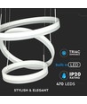92W Dæmpbar lysekrone med 3 ringe - Ø60cm, Varm hvid, Blødt lys