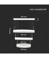 Lustre dimmable 92W avec 3 anneaux - Ø60cm, blanc chaud, lumière douce